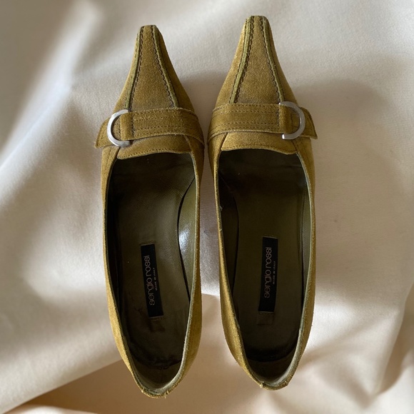 Vintage Sergio Rossi Olive Green suede pumps, size 35.5 - Picture 3 of 4